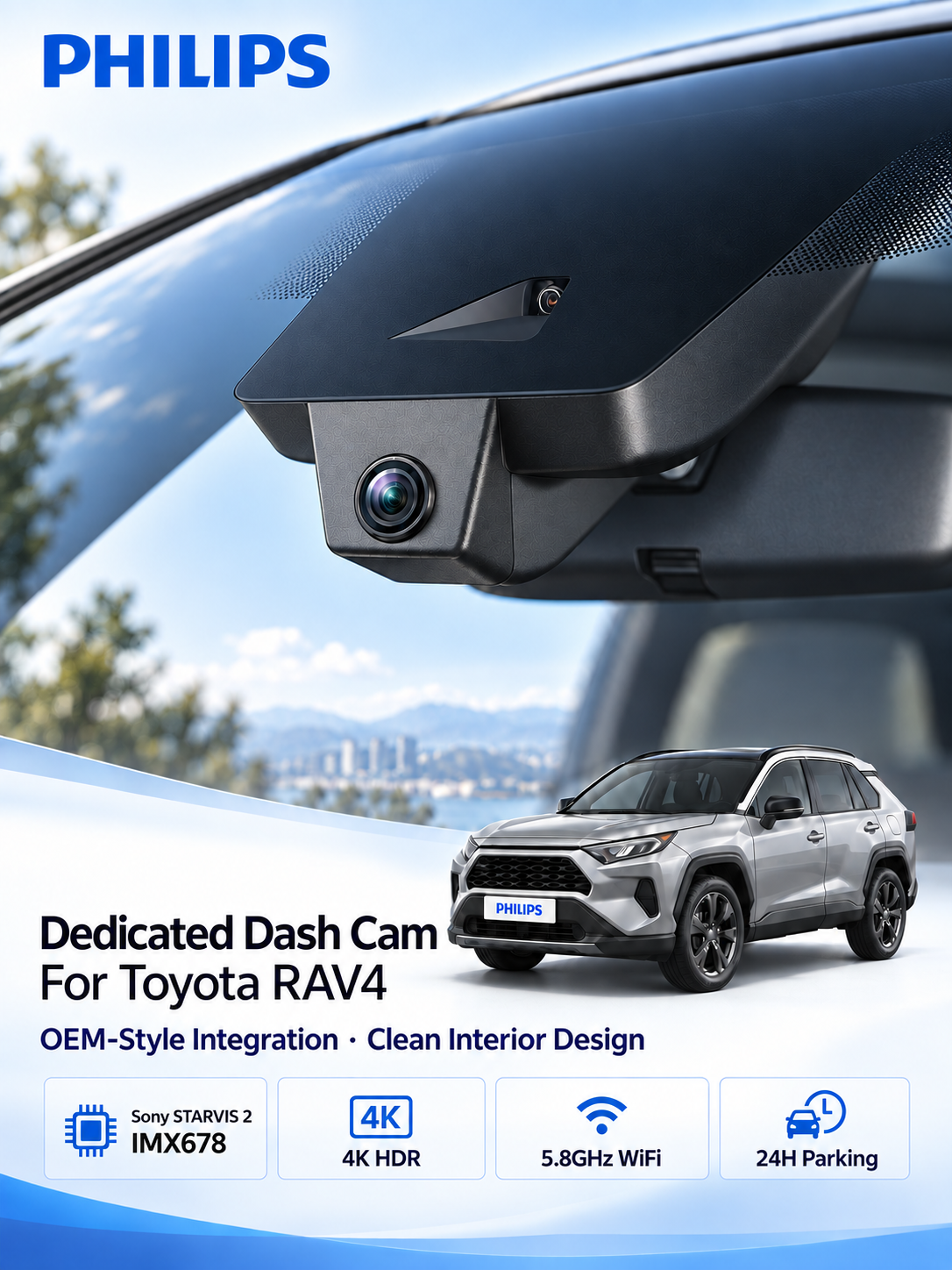PHILIPS dedicated dash cam for Toyota RAV4